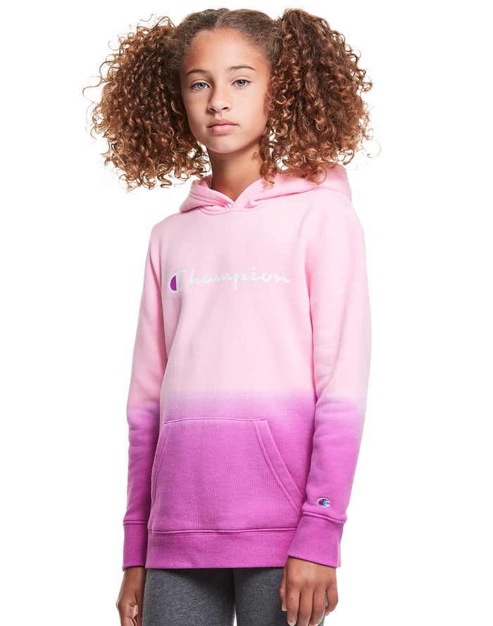 Champion Fleece Dip-Dye Script Logo Hoodie Meisjes - Roze/Paars - Belgie 8932FXROH